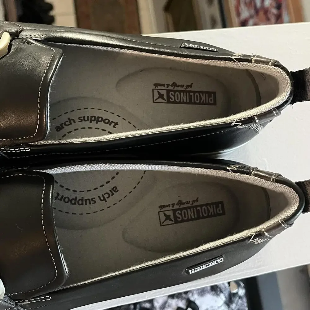 Pikolinos Loafers Cantabria Womens 10 Cowhide Leather Chain Slip On Arch Support